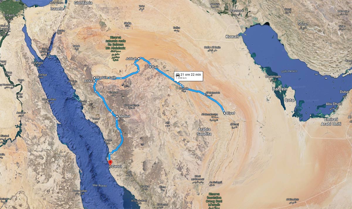 Tour Arabia Saudita Mappa